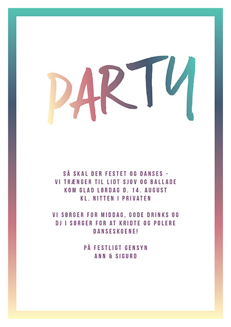 Fester - Rainbow Party Festinvitation